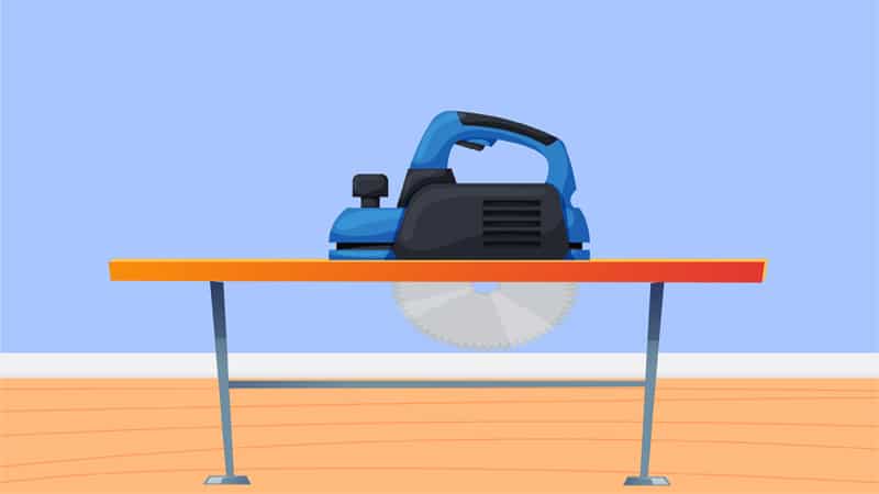 A plunge saw or a track saw is used to make straight and accurate cuts. It comes with a track that allows you to move the whole saw forward or backward.